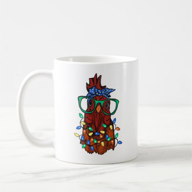 Niedliches Funny Chicken Head Weihnachtslicht Kaffeetasse (Links)