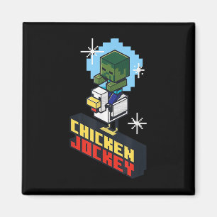 Niedliches Funny Chicken Jockey Pixel Graphic Ridi Magnet