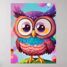Niedliches Funny Colorado Comic Owl AI Kunst Poster