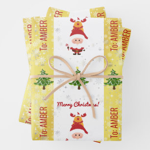 Niedliches Funny Elegante Rudolph Santa Personalis Geschenkpapier Set