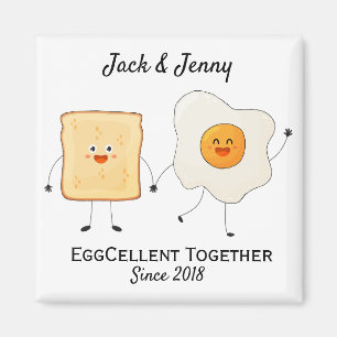 Niedliches Funny Happy Toast Eggcelent Magnet