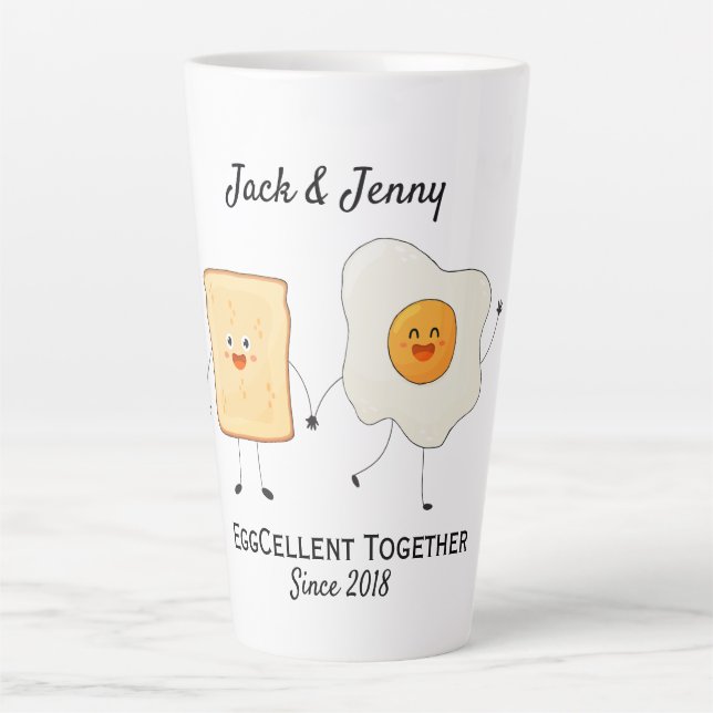 Niedliches Funny Happy Toast Eggcelent Milchtasse (Vorderseite)