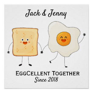Niedliches Funny Happy Toast Eggcelent Poster
