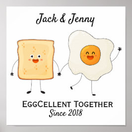 Niedliches Funny Happy Toast Eggcelent Poster
