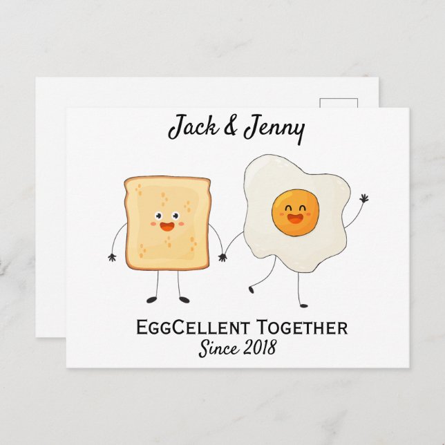 Niedliches Funny Happy Toast Eggcelent Postkarte (Vorne/Hinten)