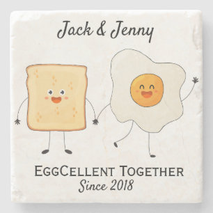Niedliches Funny Happy Toast Eggcelent Steinuntersetzer