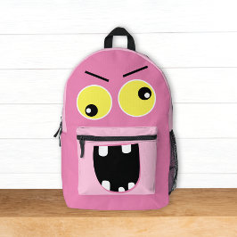 Niedliches Funny Pink Monster mit Namen Kinder Bedruckter Rucksack