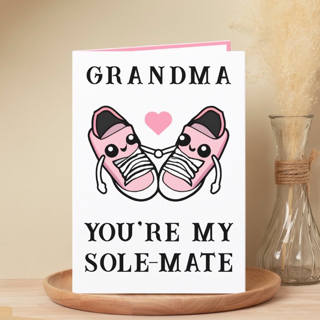 Niedliches Funny Pink Shoe Großmutter Happy Birthd Dankeskarte (cute, funny pink shoe pun grandmother happy birthday card)