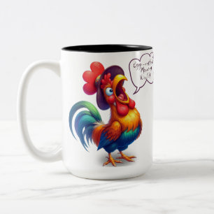 Niedliches Funny Rooster Multicolor Guter Morgen T Zweifarbige Tasse
