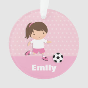 Niedliches Fußball-Mädchen-Rosa-personalisierte Ornament