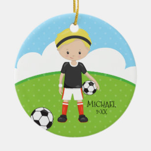 Niedliches Fußball-Spieler-personalisiertes Keramikornament