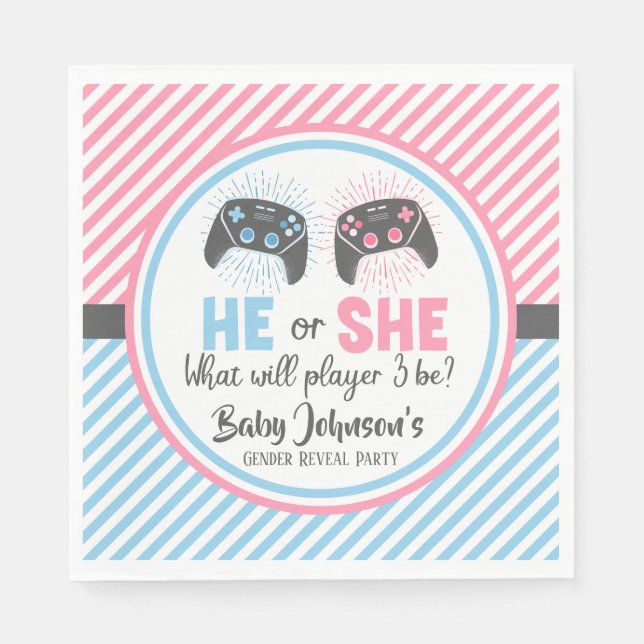 Niedliches Gamer-Baby-Gender-Bericht Serviette (Vorderseite)