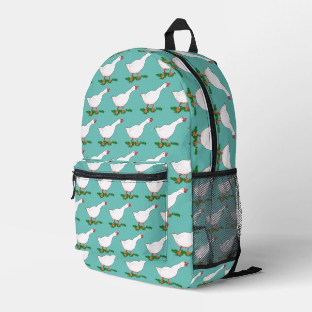 niedliches Gänsemuster Bedruckter Rucksack (Rückseitige Ecke Rechts)