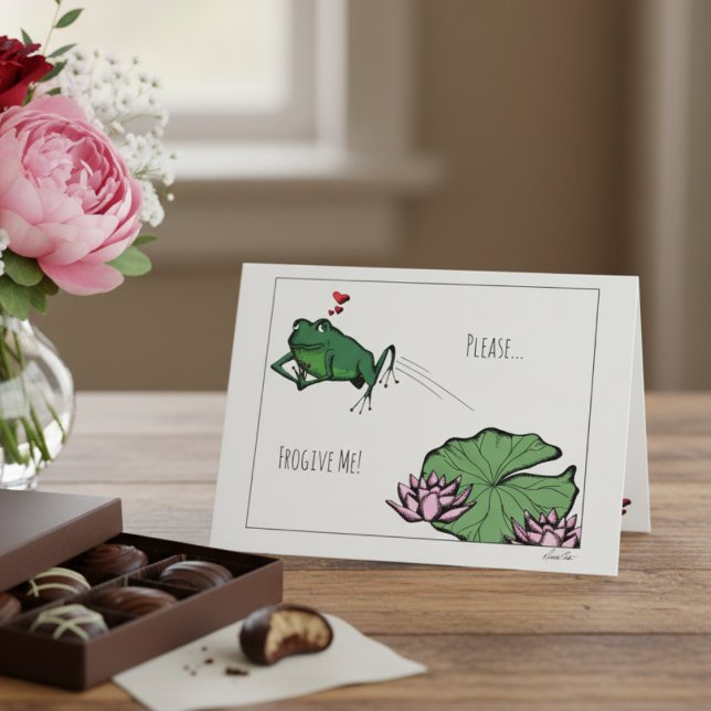 Niedliches Gebet Froggy Bitte verzeihen Sie mir En Karte (Please Frogive Me Romance Forgiveness Cards to Say Sorry for Husband or Wife. Cute Frog Illustration)