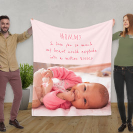 Niedliches Gedicht für Mama - Pink Baby Foto Fleecedecke
