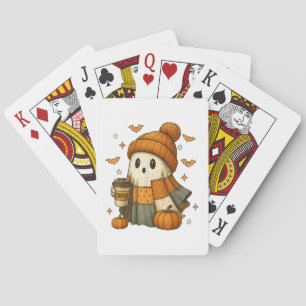 Niedliches Geistertrinkkaffee Halloween Spielkarten