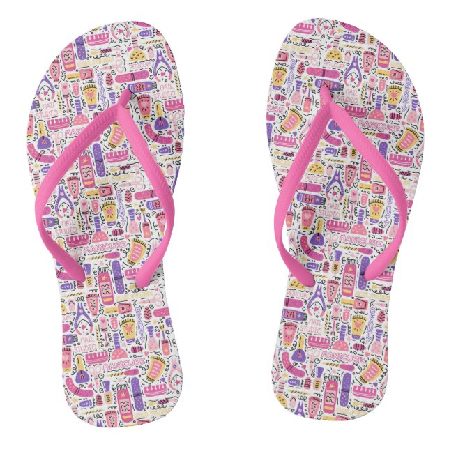 Niedliches Gekritzel-Maniküre-Muster Flip Flops (Fußbett)
