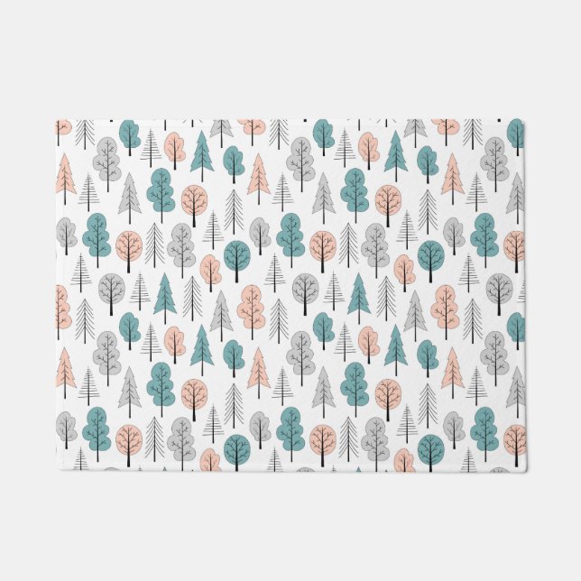 Niedliches Gekritzel-Waldmuster Fußmatte (Vorderseite)