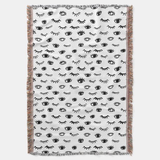 Niedliches Gekritzeleyelash-Muster Decke (Vorderseite Vertikal)
