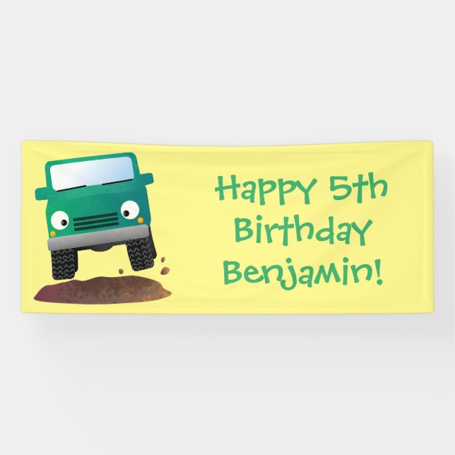 Niedliches Geländefahrzeug Cartoon Banner (Horizontal)