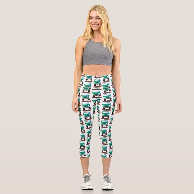 Niedliches Geländefahrzeug Cartoon Capri Leggings (Vorderseite)