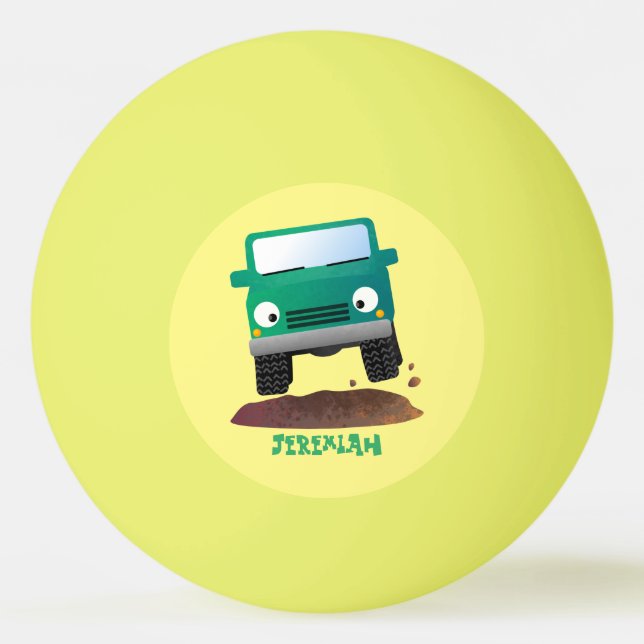 Niedliches Geländefahrzeug Cartoon Tischtennisball (Vorderseite)