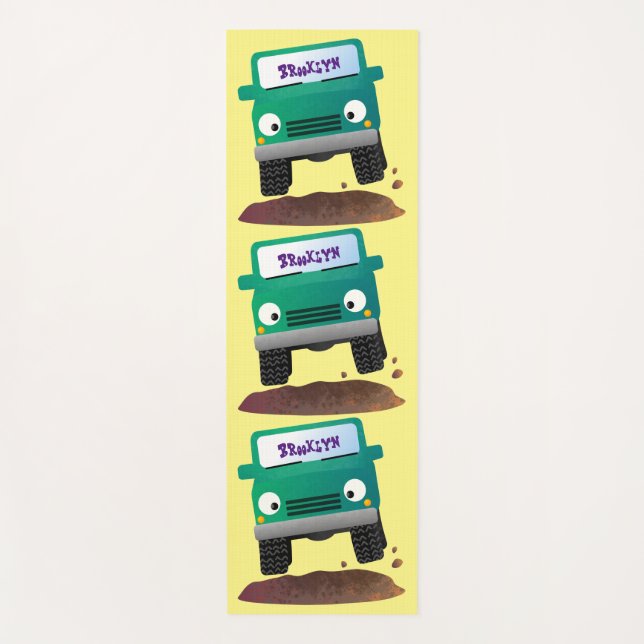 Niedliches Geländefahrzeug Cartoon Yogamatte (Vorderseite)