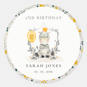 Niedliches Gelbbaby Zebra Foliage jedes Lebensalte Runder Aufkleber