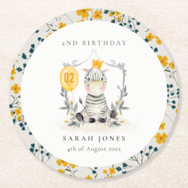 Niedliches Gelbbaby Zebra Foliage jedes Lebensalte Runder Pappuntersetzer
