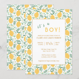 Niedliches Gelbblätterblatt | Boy Baby Dusche Einladung