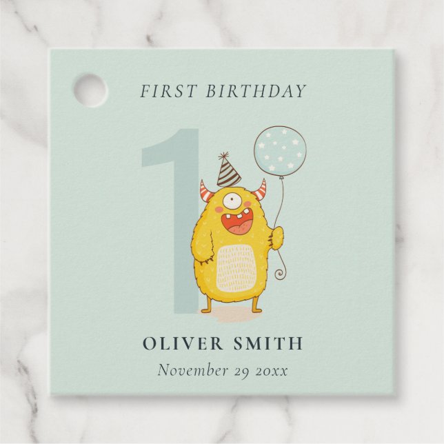 Niedliches Gelbes Aqua-Monster jeder Altersstufe G Geschenkanhänger (Vorderseite)