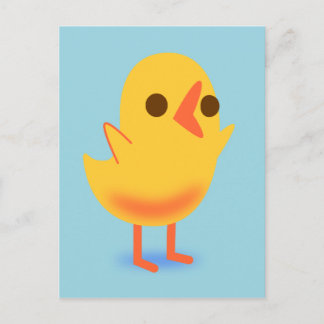 Niedliches Gelbes Baby-Hühnchen auf blau Postkarte