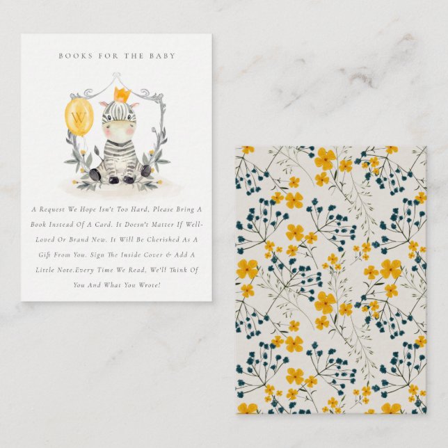 Niedliches Gelbes Baby Zebra Fauna Bücher für Baby Begleitkarte (Vorne/Hinten)