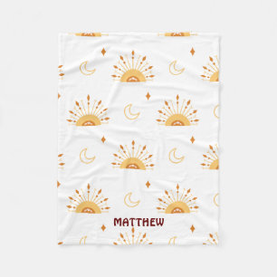 Niedliches gelbes Boho Celestie Nahtloses Muster Fleecedecke