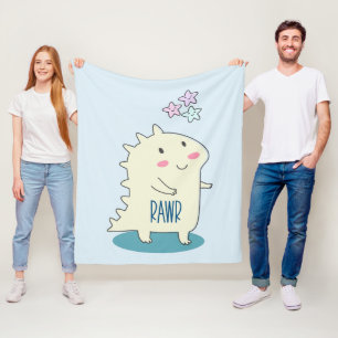 Niedliches Gelbes Dino mit glücklichen Sternen Fleecedecke