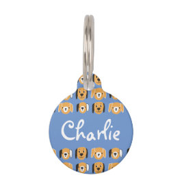 Niedliches gelbes Dog-Kopfmuster - benutzerdefinie Haustiermarke