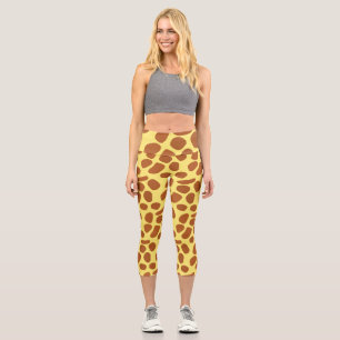 Niedliches gelbes Giraffenmuster Capri Leggings