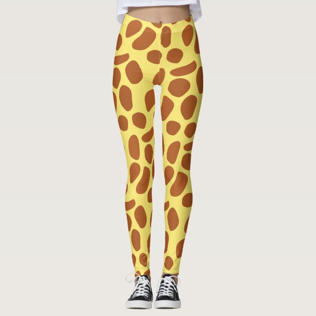 Niedliches gelbes Giraffenmuster Leggings (Vorderseite)