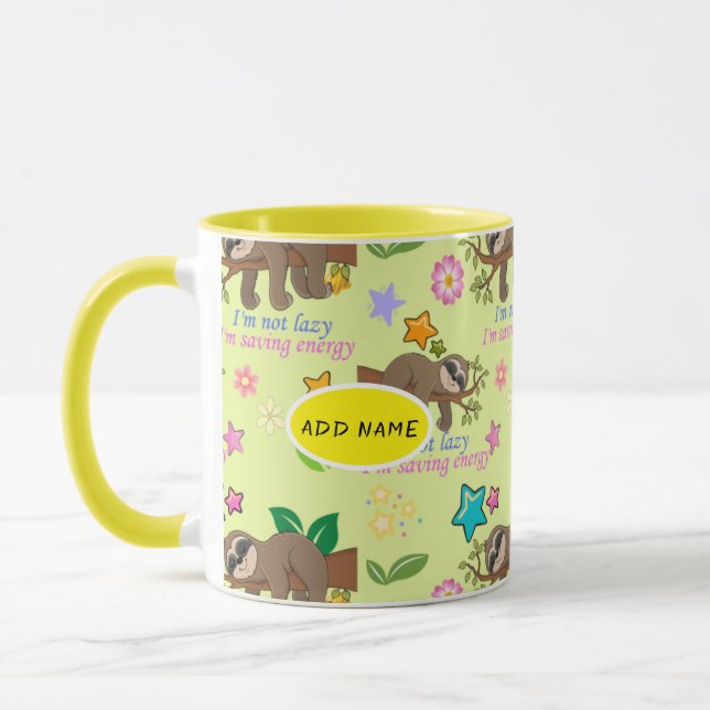 Niedliches gelbes Muster Funny Lazate Zitat floral Tasse (Links)