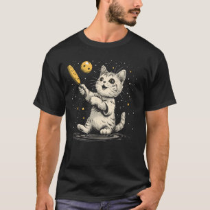 Niedliches Gelbes Pickleball-Paddel, Ball Cat on P T-Shirt