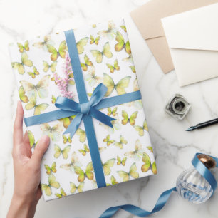 Niedliches Gelbes Schmetterlingsmuster Geschenkpapier