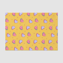 Niedliches gelbes Valentinstag Herzdoodle-Muster Seidenpapier