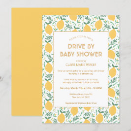 Niedliches gelbes Zitronenlaufwerk mit Babydusche Einladung