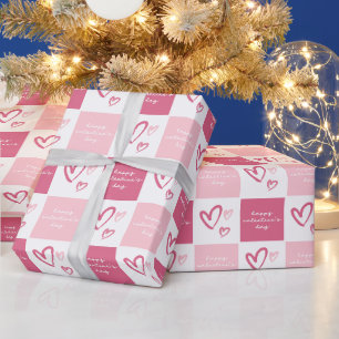 Niedliches gelungenes Valentinstag rosa Herzmuster Geschenkpapier