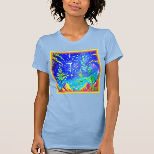 niedliches Gemälde "Starlit Dschungel". Jetzt kauf T-Shirt (Vorderseite)