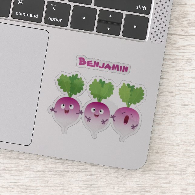 Niedliches Gemüsetrio mit Cartoon Aufkleber (Detail)