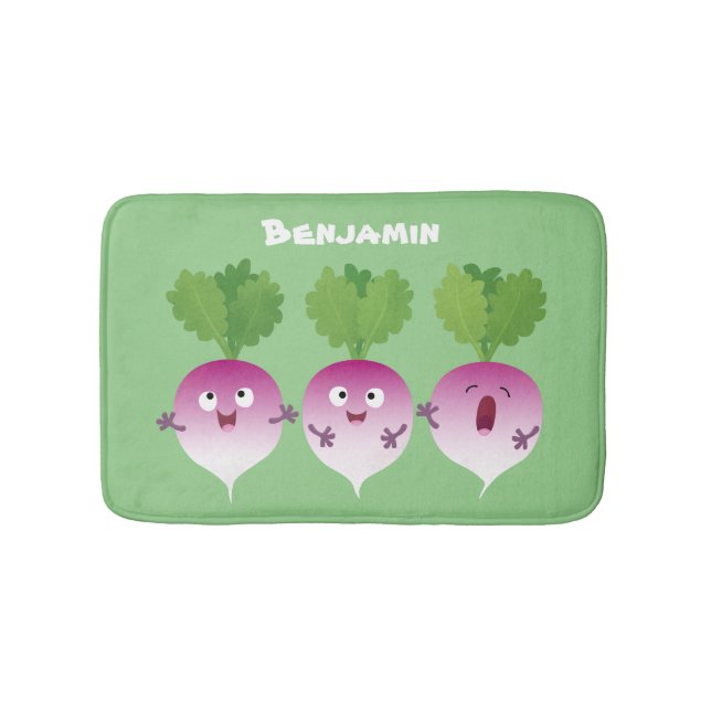 Niedliches Gemüsetrio mit Cartoon Badematte (Vorderseite)