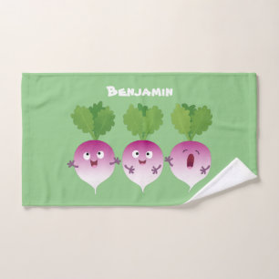 Niedliches Gemüsetrio mit Cartoon Badhandtuch Set