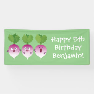 Niedliches Gemüsetrio mit Cartoon Banner