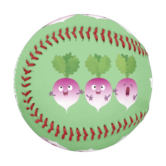 Niedliches Gemüsetrio mit Cartoon Baseball (Vorderseite Links)